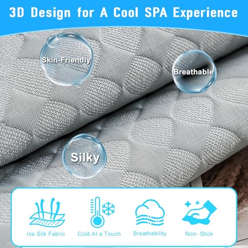 LEAPGOMAX Golf Cart Rear Seat Cover, Universal Cooling Ice Silk Golf Cart Back Seat Blanket for EZGO Club Car Yamaha, Breathable Fabric with 4 Pockets and Safety Straps