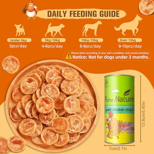 Haustier-Hühnchenchips 70g, Premium Hundesnacks aus Hühnchenfleisch, Niedriges Fett Hochprotein, Ideal für Training & Belohnung, Knusprige Dünne Chips in Premiumdose