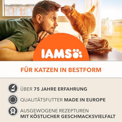 IAMS Delights Land & Sea Collection Senior Katzenfutter Nass - Multipack mit Fleisch und Fisch Sorten in Sauce, Nassfutter für ältere Katzen ab 7 Jahre, 48 x 85 g