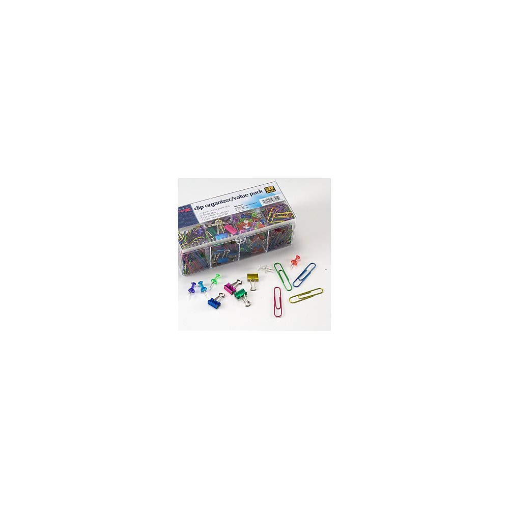 Officemate Organizer Value Pack - 520 Pieces Giant Paperclips, PVC Paperclips, Mini Binder Clips & Pushpins