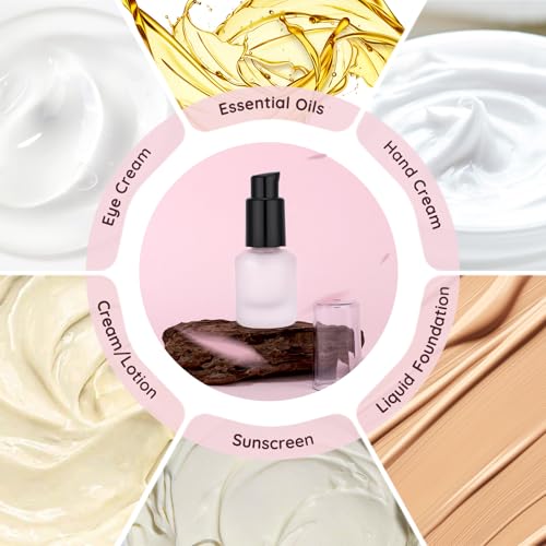 Image of Segbeauty 0.5oz Empty Frosted Glass Oil Bottle, 5pcs 3pcs Matte Translucent Lotion Pump Bottle, 15ml Mini Travel Size Container for Creams Hair Oils, Refillable Glass Travel Bottles for Toiletries