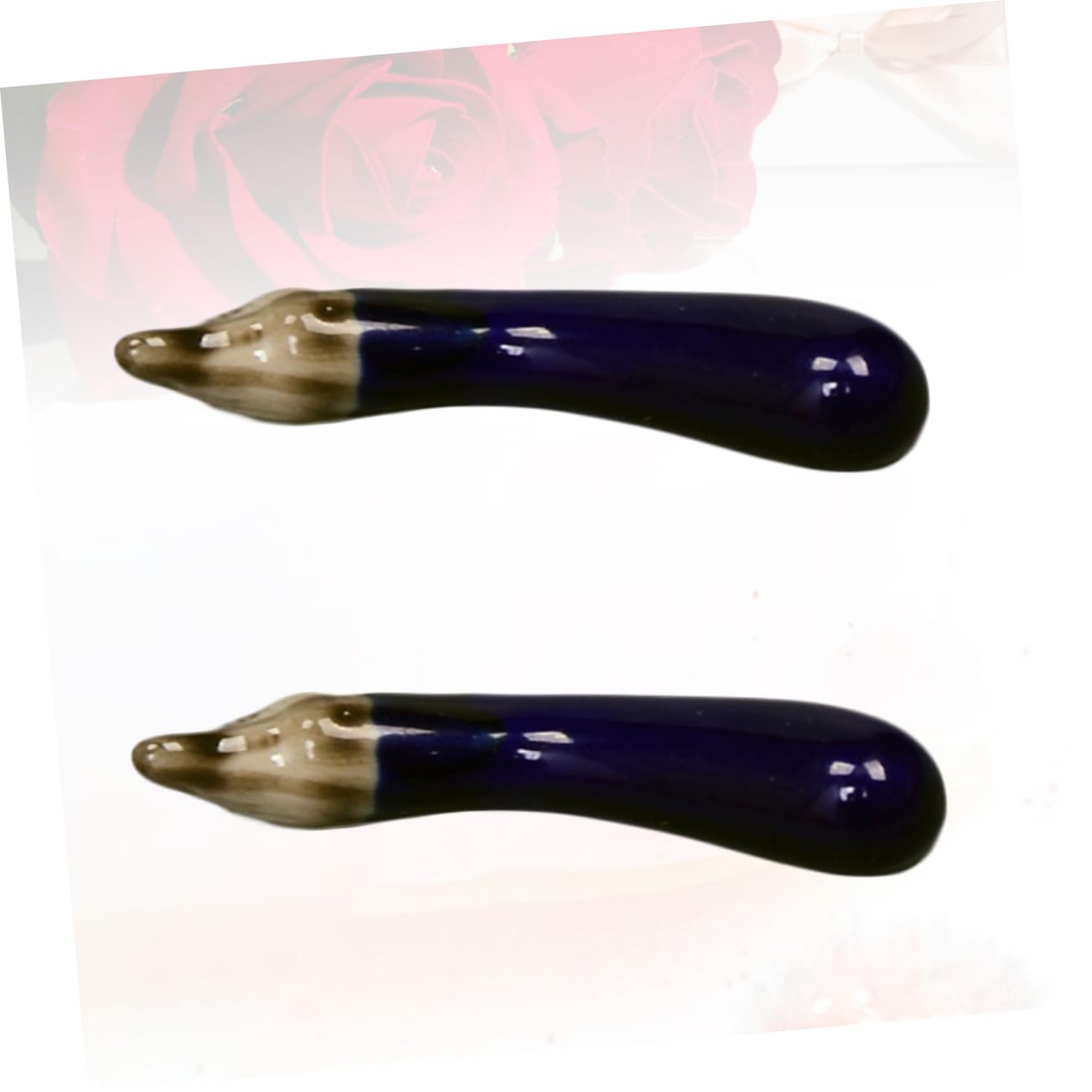Repose-Baguettes, Supports à Baguettes pour Restaurant, en céramique, Motif Aubergine, Lot de 6, Bleu Marine, 7 x 0,8 x 1 cm