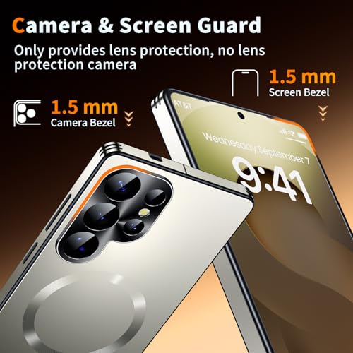 Image of for Samsung Galaxy S25 Ultra Case, Heavy-Duty Slim Design Compatible with MagSafe, Strong Magnetic Shockproof Protection for Screen & Camera Cover Case for Samsung S25 Ultra,Silver