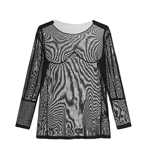 T-shirt en maille transparente homme noir Roquorl pour vos soirées