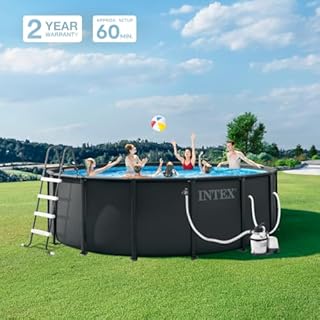 INTEX 26317MZ 15ft x 48in Ultra XTR Frame Deluxe Above Ground Swimming Pool Set with 1500 GPH Sand Filter Pump, Removable Ladder, Ground Cloth, Pool Cover, SuperTough, Puncture and Rust Resistant