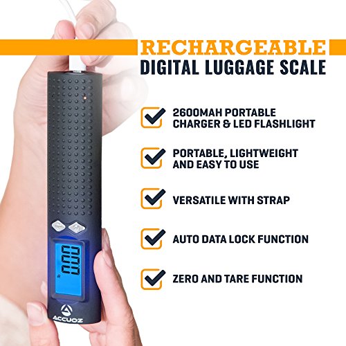 Accuoz Rechargeable Digital Luggage Scale 2600mAh Portable Charger