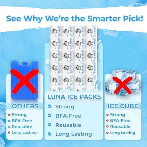 Image of Dry Ice Packs for Shipping Cubes - Long Lasting ice Packs - 24+ Hour Freeze Power - BPA Free - 24 Pack Bulk 1.5 lb - Hielo Seco - Reusable Gel Bricks for Food