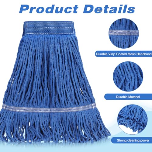 Image of Nuogo 40 Pcs Commercial Mop Head Replacement Heavy Duty Mop Head Refill Wet Industrial Looped End String Cotton Mop Heads Bulk for Home Industrial Commercial Cleaning Supplies, Blue