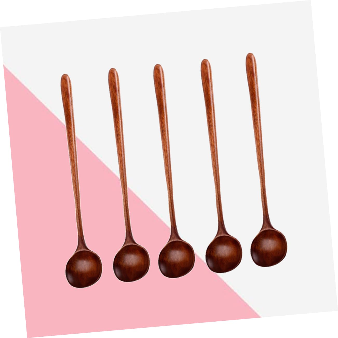 Cucharas de Madera for cocinar, 5 Piezas Cucharas de Cocina Electrodomésticos de Cocina Utensilios de Cocina Herramientas de Cocina Cucharón de Sopa Cucharas de Mango Largo Cuchara pequeña