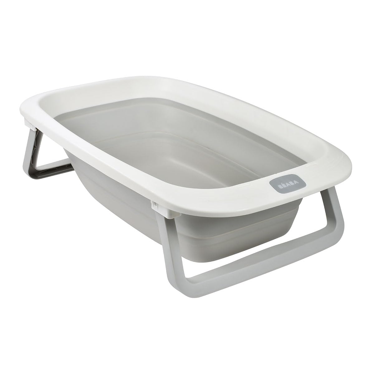 Béaba Folding Baby Bathtub, Ultra Compact, Non-Slip feet, Trendy Design, Drain Plug, Practical Storage, Minimal Space Required, Easy to use, Eazy Pop Camélé'O, 29L, Grey