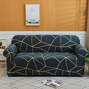 SUUZQK Le Canapé en Forme De L Nécessite 2 Housses De Canapé, Une Impression De Rayures Ménagères, Une Housse De Canapé Élastique, Un Coussin De Canapé Entièrement Enveloppant 1 Seater (90-140 cm)