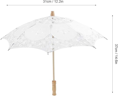 Miniatura 8 de Rosvola Sombrilla de encaje, mini paraguas de encaje para boda, sombrilla para novia, sombrilla para decoración de fiesta, baile, fotografía,