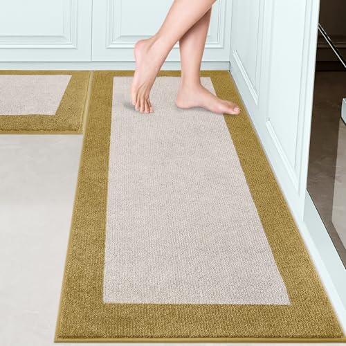 Image of Machine Washable Runner Rugs Set of 2, (24 inch x 36 inch+ 24 inch x 60 inch), Non Slip Kitchen Mats for Floor, Absorbent Entryway Rug for Kitchen, Bedroom, Hallway, Bathroom, Door (Roll Packing)