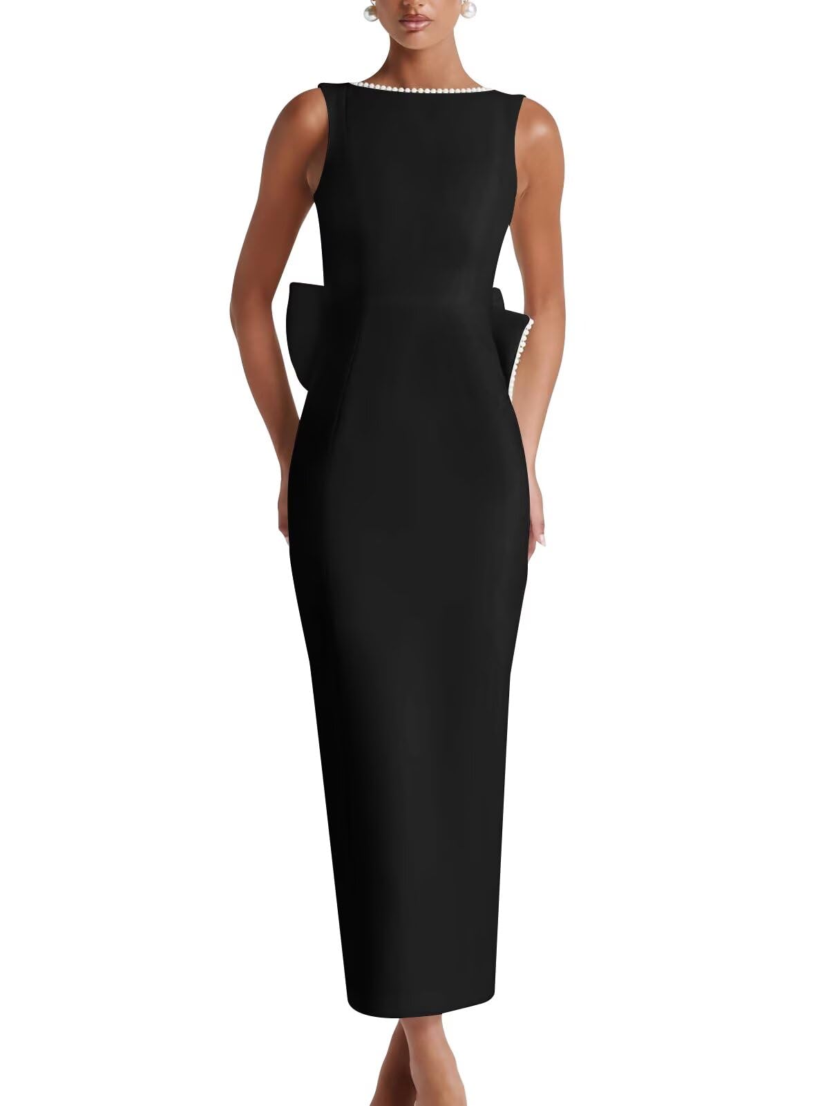 Maxianever Satin Wedding Dresses 2026 Midi Pearl Prom Cocktail Gown with Bow for Women