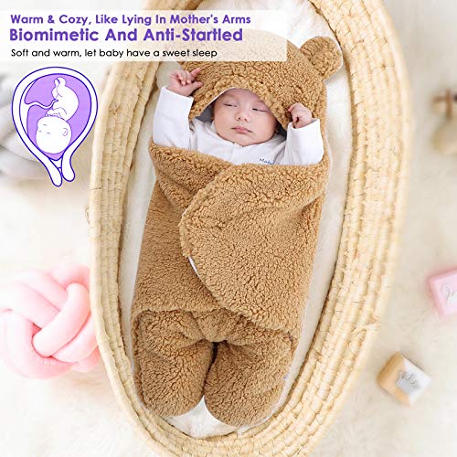 Yissone Pasgeboren Baby Inbakeren Deken Zachte Warme Hooded Wrap Slaapzak Voor Pasgeboren Baby Baby Jongens En Meisjes… - Image 5