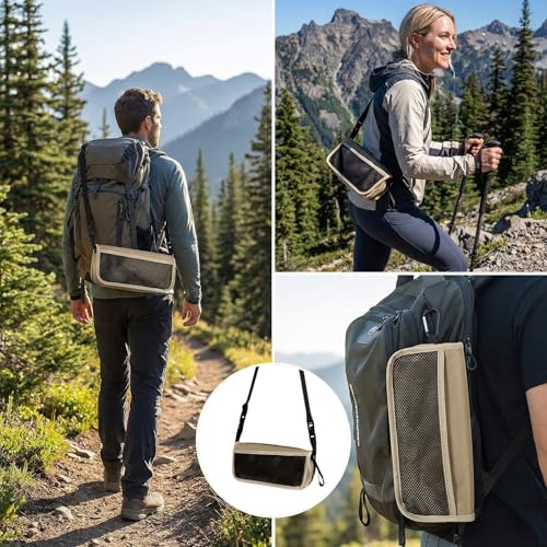 Image of Foldable Backpack Stool for Camping,Portable Pocket Folding Stool with Storage Pouch,Folding Camping Stool for Hands-Free Carry & Supports 265Lbs,Small Chair for Fishing,Travel,Hiking，Beige