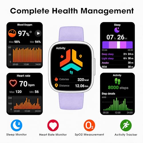 Image of LIVIKEY Fitness Tracker Watch with Heart Rate Monitor, Activity Tracker with Pedometer, Sleep Monitor, Calories & Step Counter, IP68 Waterproof Smart Watches for Women Men Fitness Watch for Sports