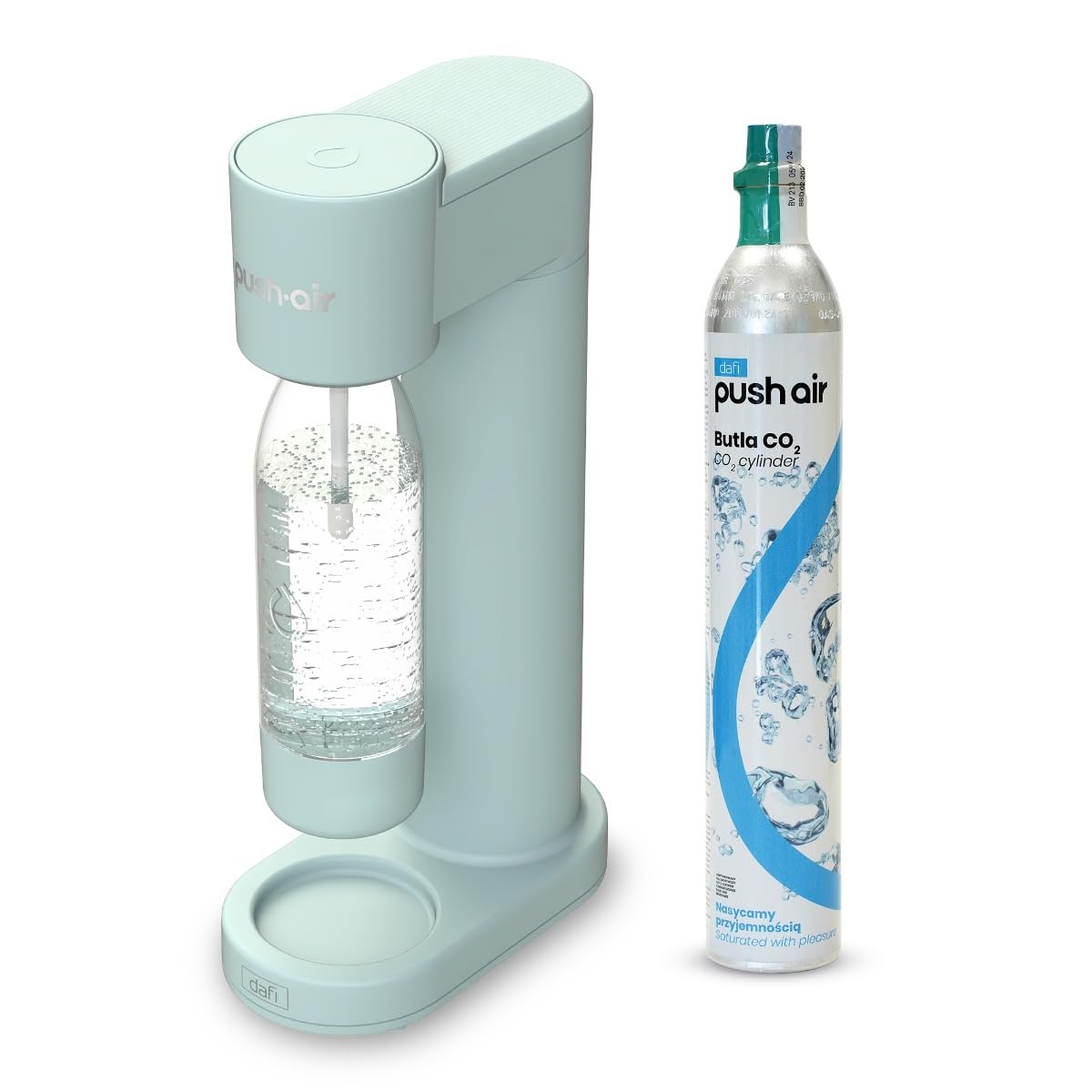 Dafi PUSHAIR - Saturador de agua sifón de menta + cartucho de CO2 + botella de 0,7