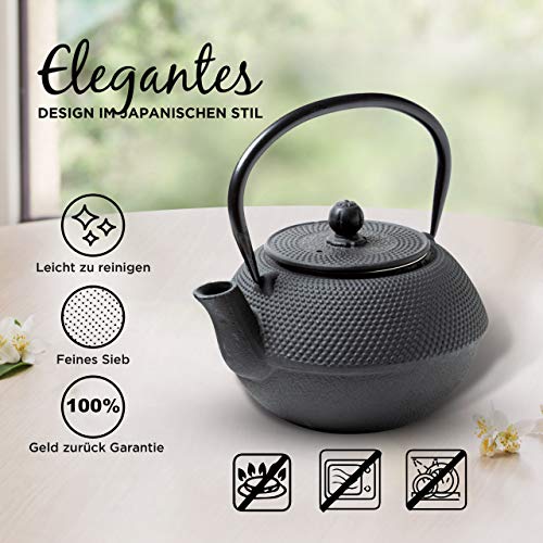 Tealøv TETERA HIERRO FUNDIDO 800 ML | Tetera de Hierro Fundido | Con Infusor de Acero Inoxidable | Interior Totalmente… - Imagen 7