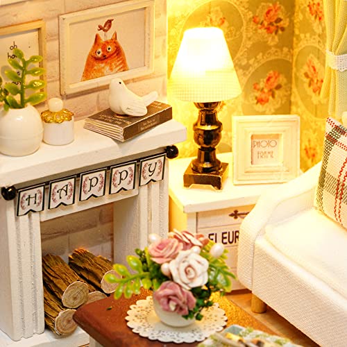 Kit maison de poupée miniature à monter soi-même puzzle 3D bois avec LED