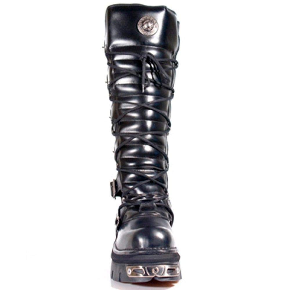 New Rock Newrock 272 Metallic Black Goth Knee High Zip Boot Leather Buckle Boots product thumbnail 4