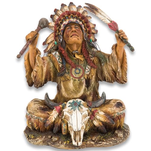 Estatua Jefe Nativo Americano en Resina 10''x8.75''x9''