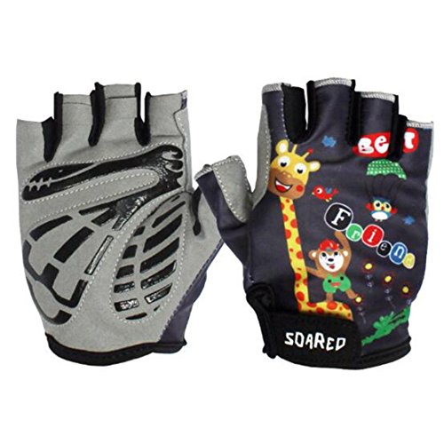 Gtopart Gants de Cyclisme Respirants pour Enfant, Noir, M (Palm Width: 2.7"-3.1")