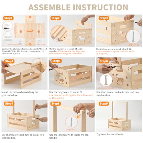 Image of Happyiren Extra Large Wooden Baby Shower Basket with Hanger Rack for Boys Girls, Versatile Baby Shower Crate Closet Gift Basket for Newborns,Cute New Parent Welcome Gift Box Wood Color