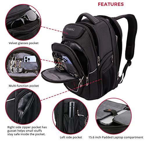 Swissdigital Design Terabyte Tsa Laptop Backpack Men's Usb Charging Port Large Capacity Business Travel Backpack Black（J16Btfb-41）| With Apple Find My Network #TOP3