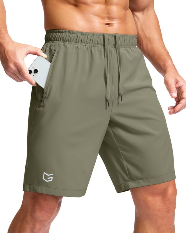 Image of G Gradual Men's Athletic Running Shorts with Zipper Pockets Quick Dry 7 inch / 5 inch / 9 inch Workout Gym Shorts for Basketball Hiking