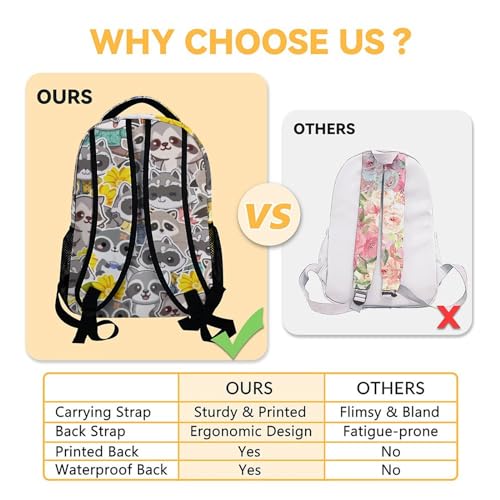 Raccoon Backpacks Kids, 16 Inch Cute Backpack for School, Brown Lightweight Bookbag for Girls4