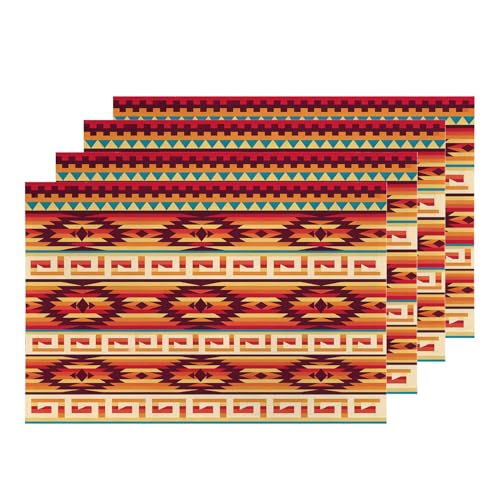 Sets de table aztèques Shrahala tapis de table ethniques en lin - 2
