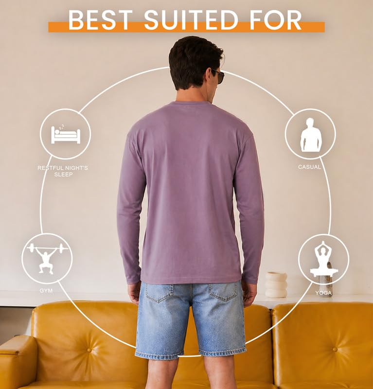 Image of Sleepynuts Regular fit Cotton Full Sleeve Plain T-Shirt for Men (Pack of 1,2,3 Size Small to 3XL)