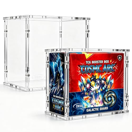 2 Pack Acrylic Booster Box Display Case with Magnetic Splicing Lid 6mm Extra Thick Clear Protector Stackable UV Protection Storage Container for Collectors Fits Standard Sealed TCG Boxes 3.1x4.8x5.4in