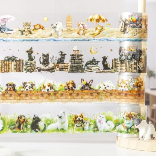 Image of PET Tape Set for Junk Journal,6 Rolls Cute Cat Tape Stickers,Clear Pet Dog Stickers for Scrapbooking,Journaling,Planner,DIY Arts Crafts,Notebook,Phone Case,Cups(Pet Time)