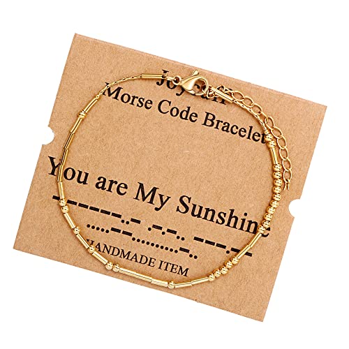 Image of JoycuFF Inspirational Morse Code Bracelets for Women Silver Beads Jewelry Encouragement Mantra Gifts for Her