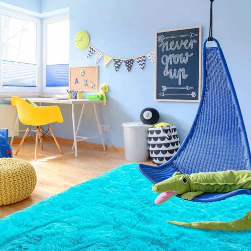 Image of Modern Micro Fiber Rug /Carpet for Hall, Bedroom, Kichen, Kids Room, Baby Room Etc.Color-Turqoise Size 6x9 feet