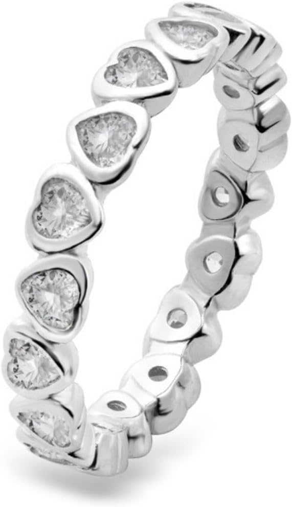 Silver Ring, Handcrafted Sterling Silver Jewelry for Women with White Rhodium Finish & Cubic Zirconia, Women's Elegant Design for Everyday Wear, Includes a Gift