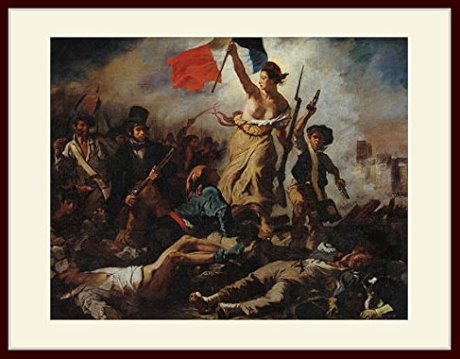 ドラクロワ　「民衆を導く自由の女神」　複製ポスター　額付　メディウム加工 ドラクロワ 「民衆を導く自由の女神」 複製ポスター 額付 メディウム