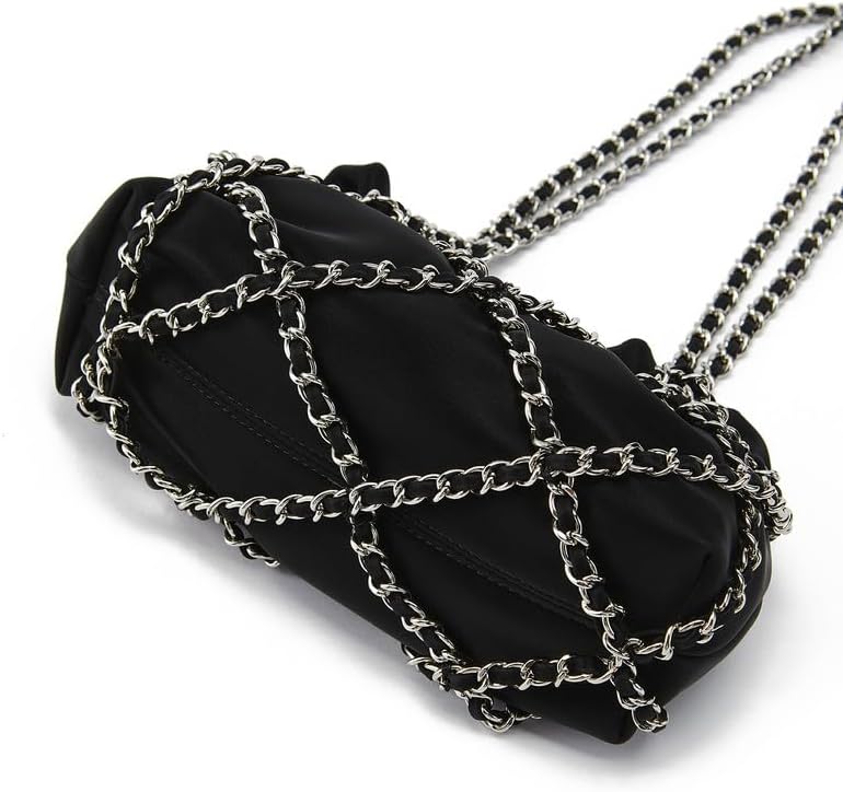 URBAN REVIVO Women's Fashion Ruched Shoulder Bag Crossbody Casual Bag With Chain Medium