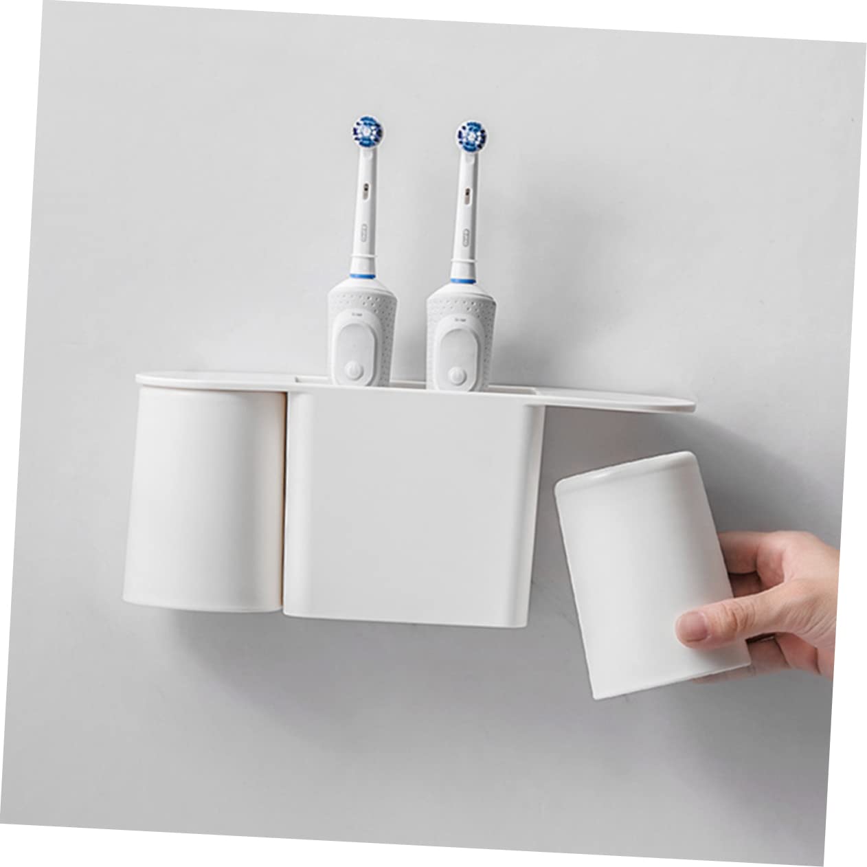 WOONEKY Soporte Magnético para Cepillos De Dientes Estante De Baño Vaso para Lavar Sin Perforaciones