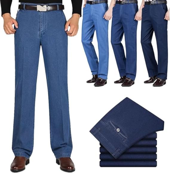 Jettjeans3 - Men's Classic Straight Fit Stretch Jeans, High Waist Straight Slim Fit Jeans for Men