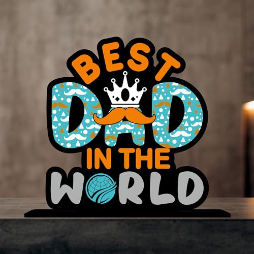 Giftplaese Best Dad in The World Wooden Tabletop Gift for Father ...