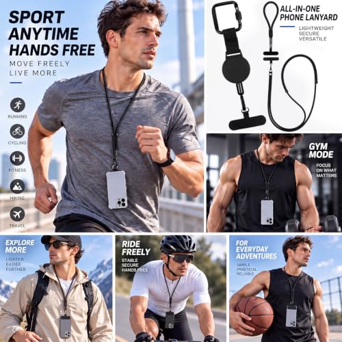 Whimsibelle 3 Pcs Phone Lanyard Set Retractable Wrist Strap 7mm Black Cord - image 3