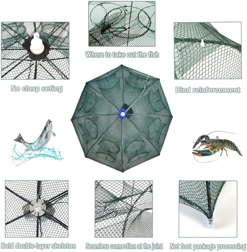 Image of Battalion Fishing Trap (20Holes) High Durable Nylon Net Trap | Portable & Foldable Ideal for Fish, Crab, Shrimps | Suitable for Lakes and Sea | Fish Trap | Cast Net with Extra Drag Line