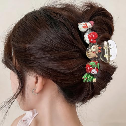 Pinza de cabello navideña de acrílico con diseño festivo miniatura 3