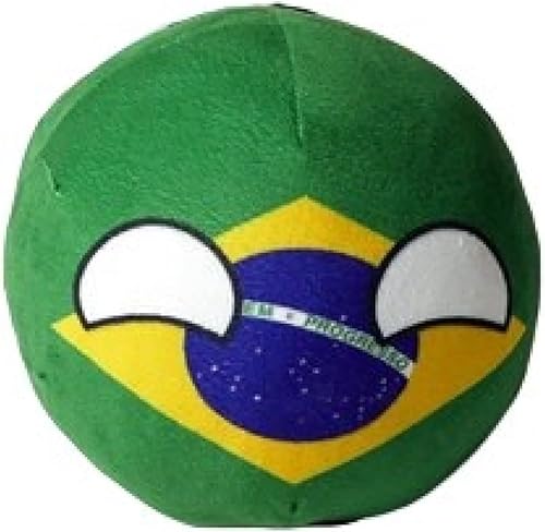 Plushies Polandball - Juguete de peluche de 3.5 pulgadas, diseño de bola de campo, anime, cosplay, countryball, llavero, decoración del hogar, Brasil