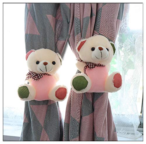 ANSNOW Lazo de Cortina con Hebilla para Cortina, Pequeño Pingüino, un Par de Bonitas Correas de Almacenamiento para Cortinas de Felpa, Habitación de Niños/Oso Rosa