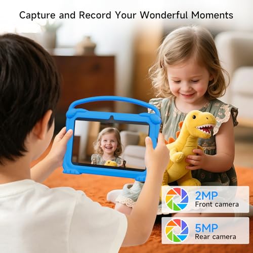 Image of YQSAVIOR Kids Tablets, Android 12 Tablet for Kids, 4GB RAM 32GB ROM Toddler Tablet 7 inch IPS Screen, Parental Control, 2+5MP Dual Camera, Shockproof Case for Educational Games, Blue