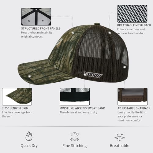Image of LOOGU Fishing Hat Mesh Back for Men Women Adjustable Baseball Trucker Cap Snapback Hats